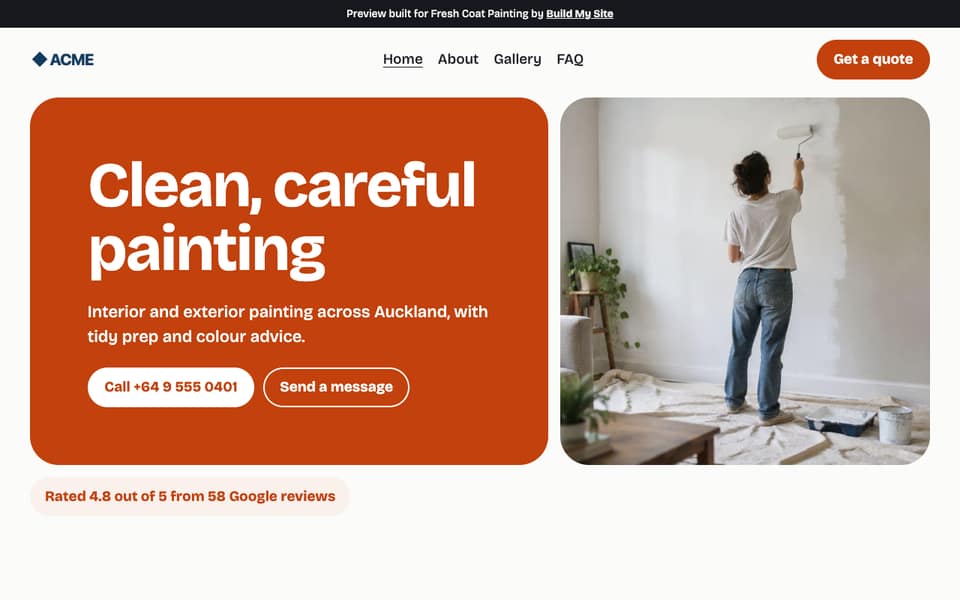 Example website for painters