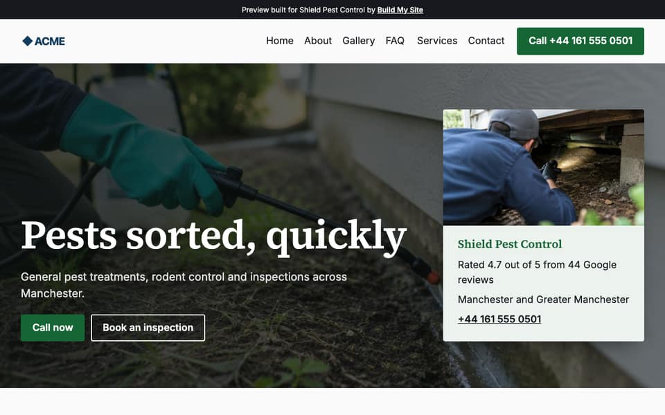 Example website for pest control