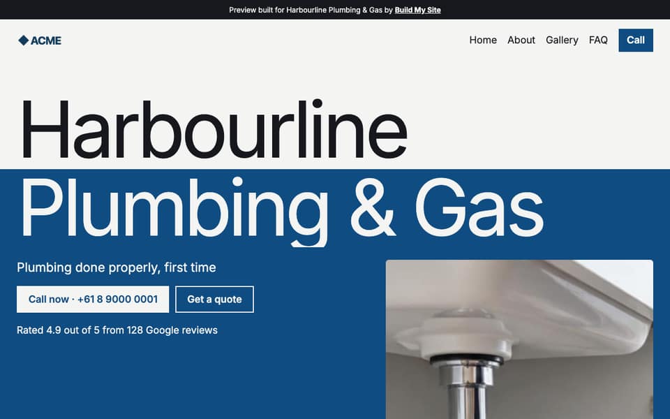 Example website for plumbers